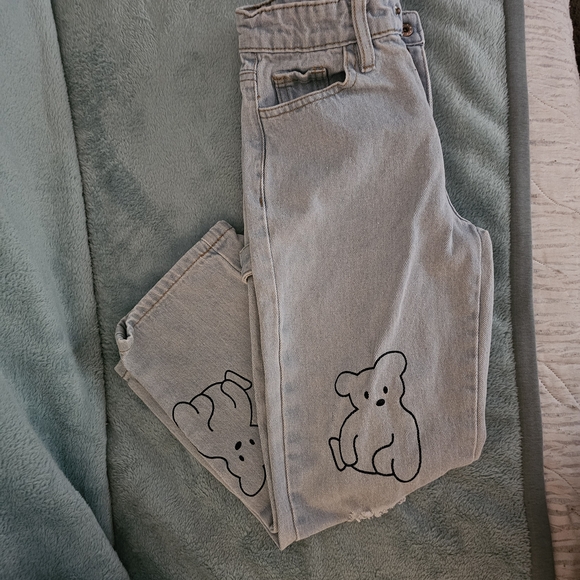 Fashion Nova Blue Cartoon Bear Jeans - Picture 8 of 8